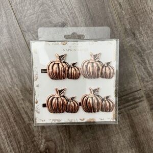 EnVogue Harvest Collection Pumpkin Napkin Rings Set of 4 Bronze NIB
